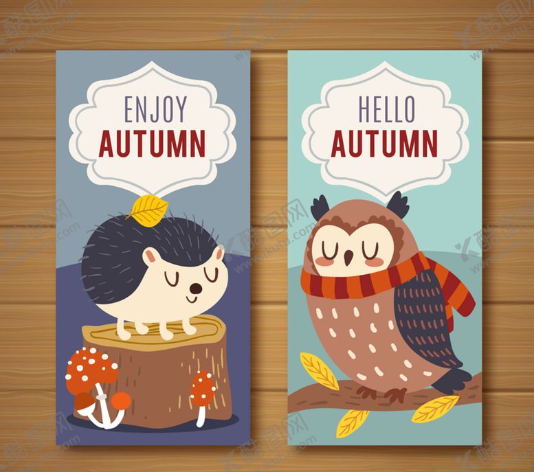 编号：86039809190745387213【酷图网】源文件下载-2款创意秋季动物banner