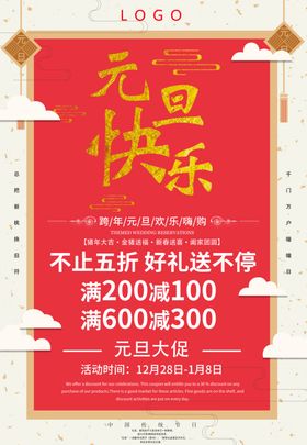 元旦快乐节日促销宣传海报素材