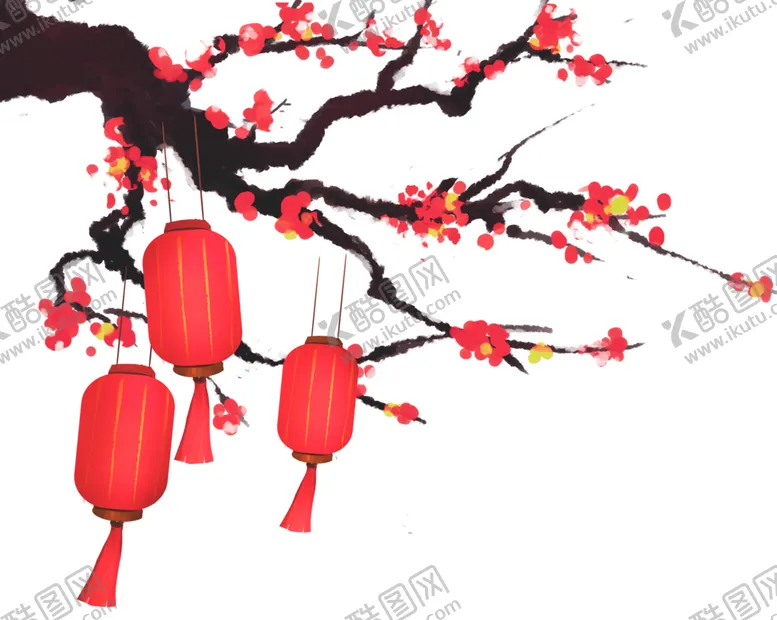 编号：83449604171421485378【酷图网】源文件下载-中国风灯笼梅花元素PNG