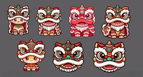 传统舞狮头图案设计