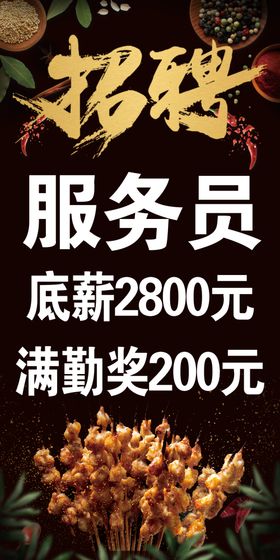 烧烤肉串店招聘海报展架