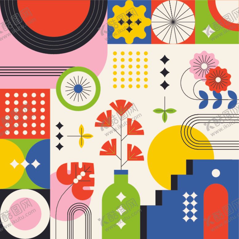 编号：23047910060749027201【酷图网】源文件下载-多彩几何图案装饰艺术风格