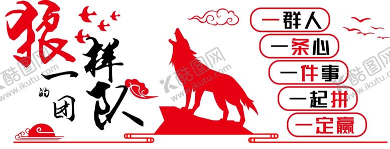编号：51029807031631075528【酷图网】源文件下载-狼性文化宣传壁画墙贴素材