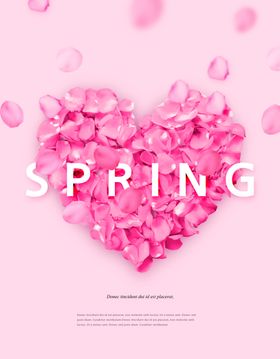 粉色春景心形花瓣图案