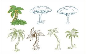 手绘粉笔卡通树