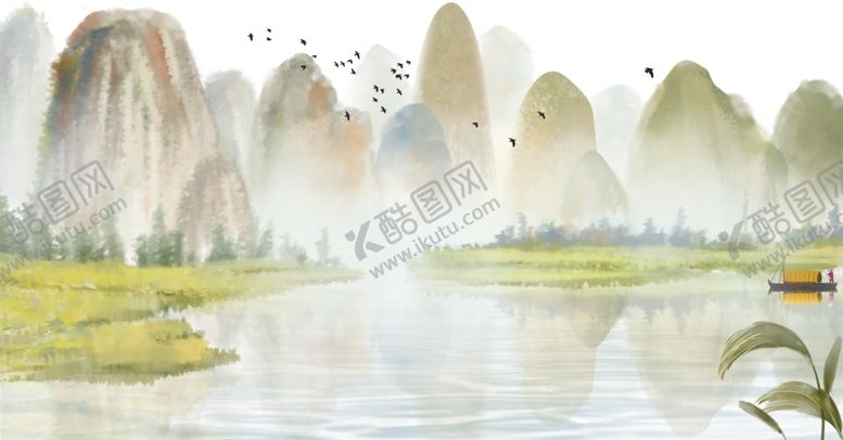 编号：27885207070633078639【酷图网】源文件下载-中国风新中式山水画
