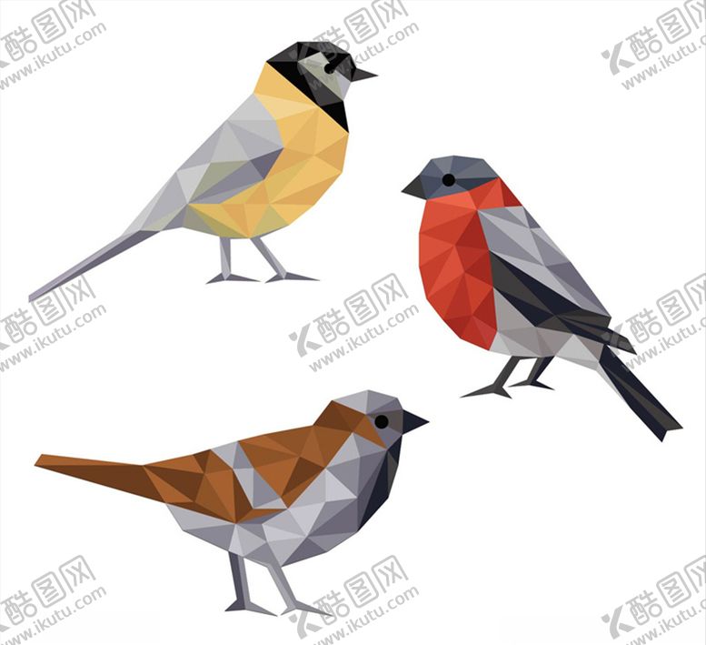 编号：28194909090836488730【酷图网】源文件下载-多边多面手绘小鸟
