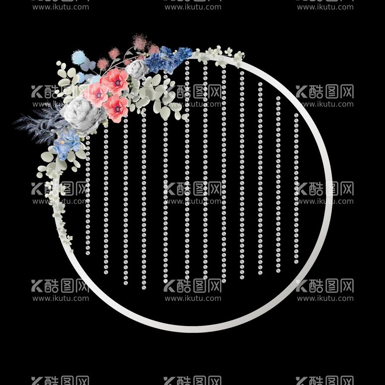 编号：63205909131903492709【酷图网】源文件下载-婚礼背景珍珠花环摆件