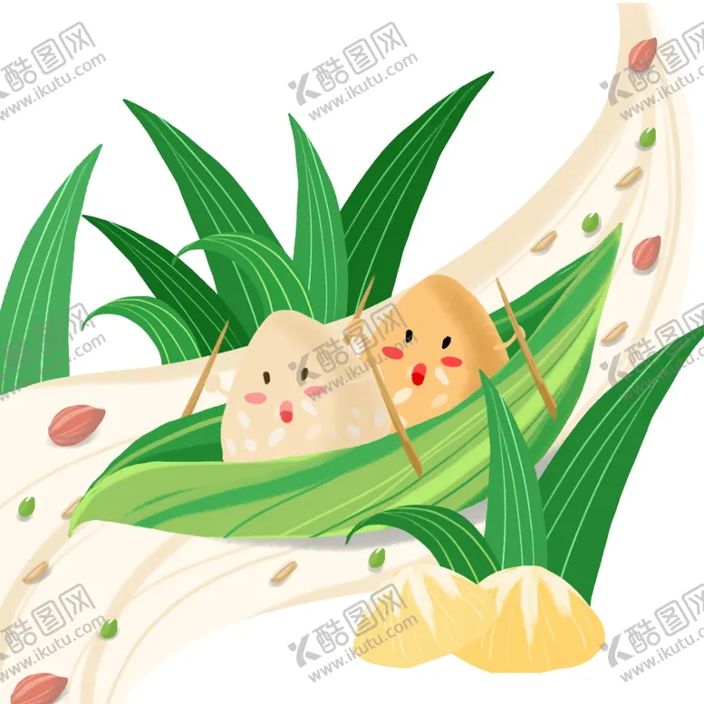 编号：12053604280527534565【酷图网】源文件下载-可爱卡通粽子划船创意插画