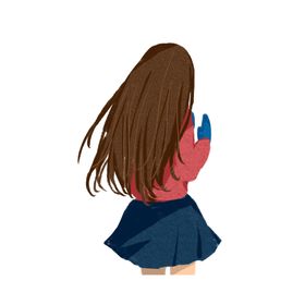 彩绘人物背影卡通漫画淡