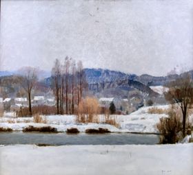 油画雪景