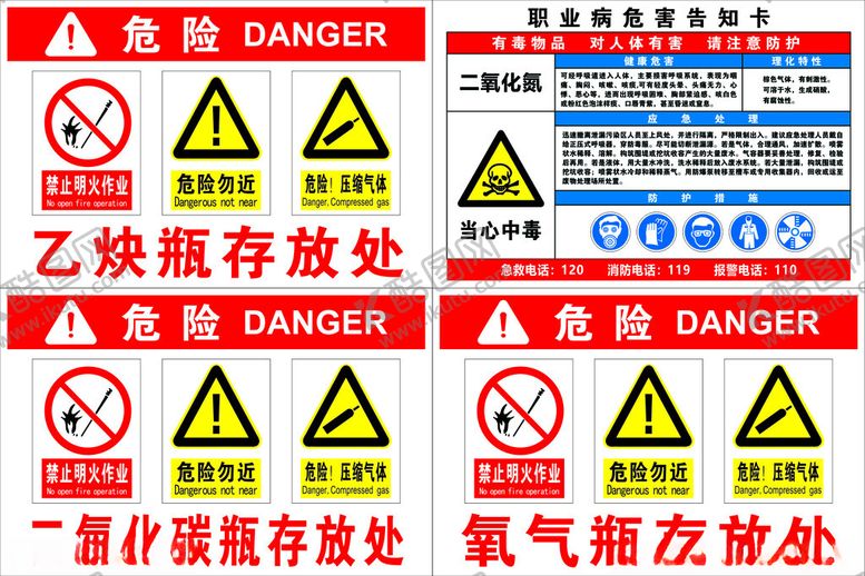 编号：86452502200359119152【酷图网】源文件下载-二氧化氮职业病危害告知卡