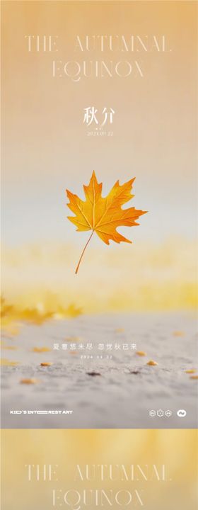 秋分节气梧桐叶海报