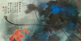 张大千国画玄关新中式水墨山水