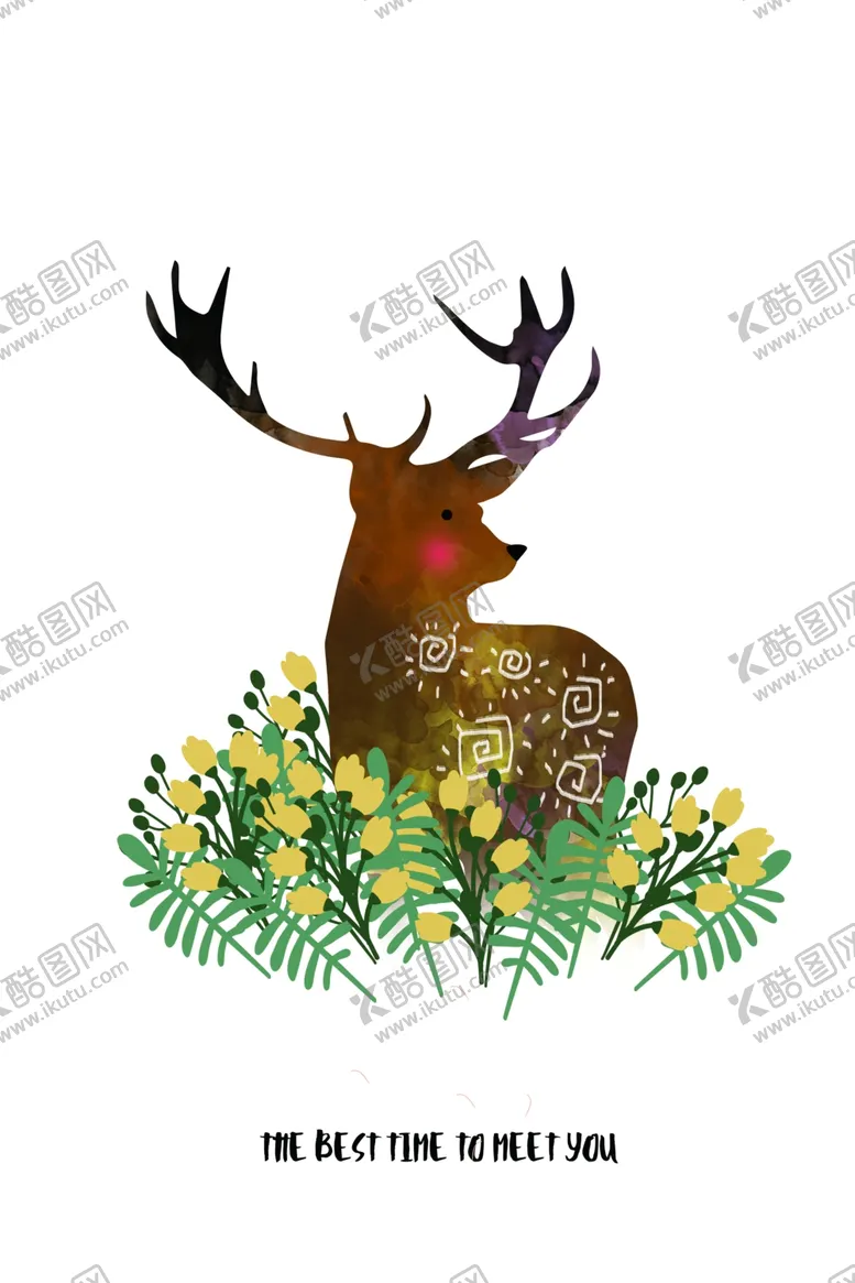 编号：16383707021346239209【酷图网】源文件下载-麋鹿现代装饰画