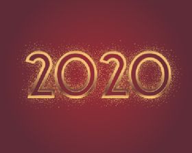 2020金色数字蓝色礼盒新年海