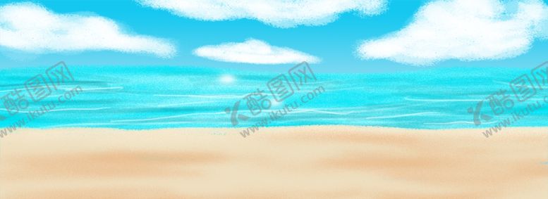 编号：59925510251540158878【酷图网】源文件下载-卡通海洋沙滩天空海岛背景