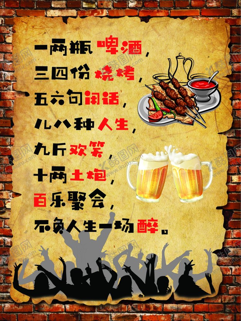 编号：22705907130954199932【酷图网】源文件下载-个性复古烧烤店创意装饰海报贴画
