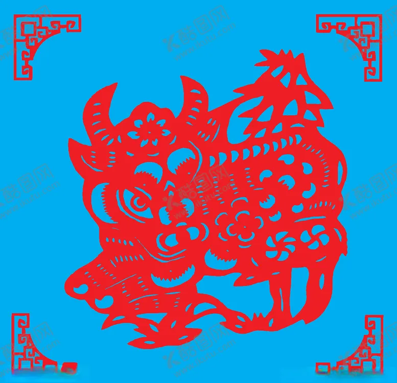 编号：76064006240813352545【酷图网】源文件下载-牛剪纸
