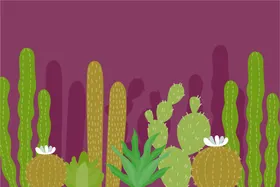 仙人掌背景绿色植物插画壁纸绿植