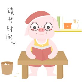 手绘卡通猪猪汉堡