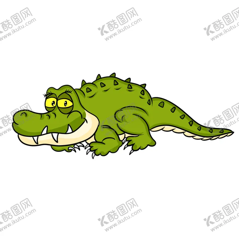 编号：98120606251422253149【酷图网】源文件下载-绿色卡通小鳄鱼插画