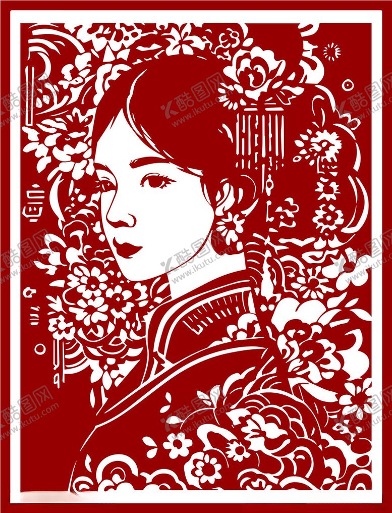编号：75184102192336516467【酷图网】源文件下载-剪纸美女