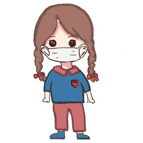 戴口罩行程码疫苗三针接种插画