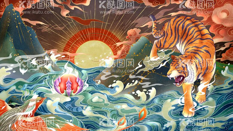 编号：89632709280506526372【酷图网】源文件下载-虎年插画海报