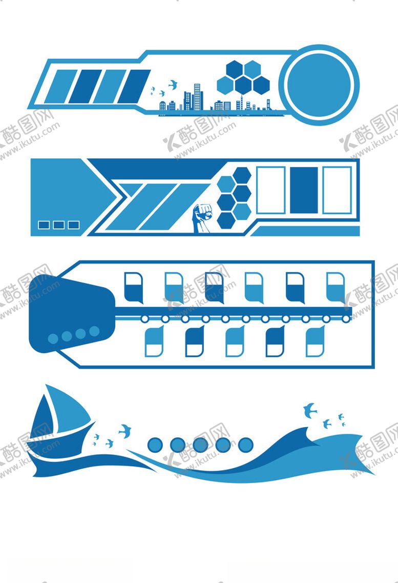 编号：56248411020936059827【酷图网】源文件下载-蓝色科技风企业文化墙边框合集