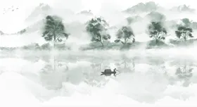 水墨山水画设计装饰大理石背景墙高端