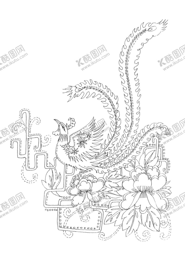 编号：49069506262135486405【酷图网】源文件下载-传统刺绣花纹线稿