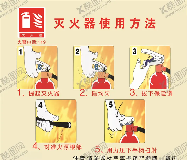 编号：16942306290454322605【酷图网】源文件下载-灭火器使用方法