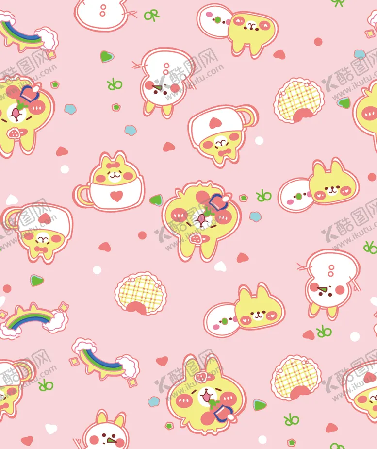 编号：67996104171705483757【酷图网】源文件下载-可爱卡通动物粉色背景图案