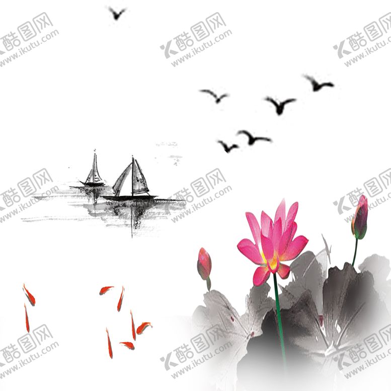 编号：24228805031055341919【酷图网】源文件下载-水墨荷花粉色荷花荷花意境