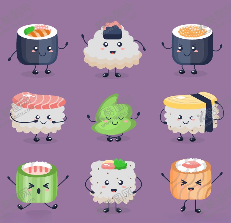 编号：58068210310315474188【酷图网】源文件下载-可爱寿司