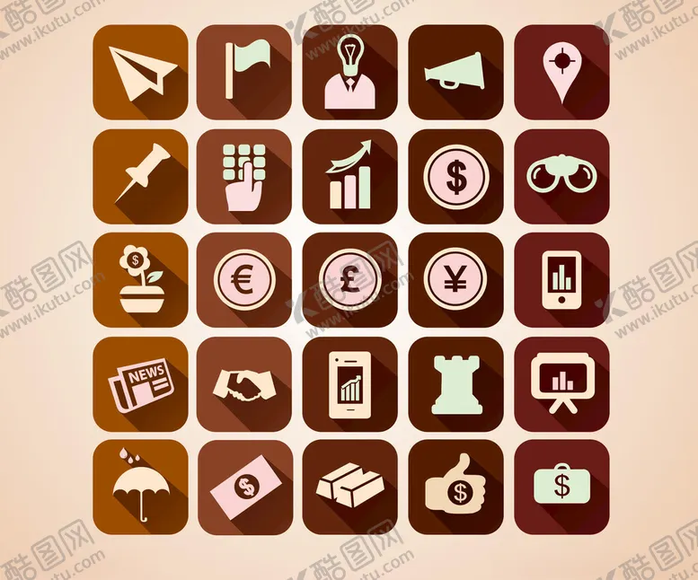 编号：58487004061906463293【酷图网】源文件下载-复古风格商务办公图标集