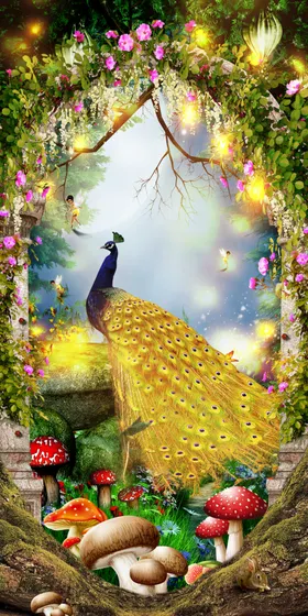 轻奢孔雀玄关画