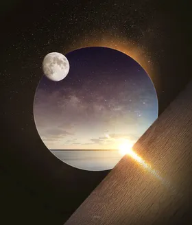 创意星空合成海报图片银河科幻间太阳