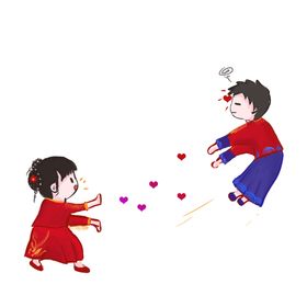 卡通新郎新娘PNG免扣素材婚庆人物中式古典婚礼中国风人物喜庆