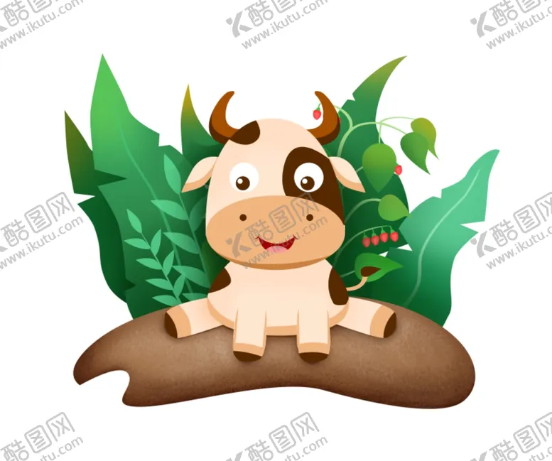 编号：71448304242238147437【酷图网】源文件下载-2021坐着的插画小牛