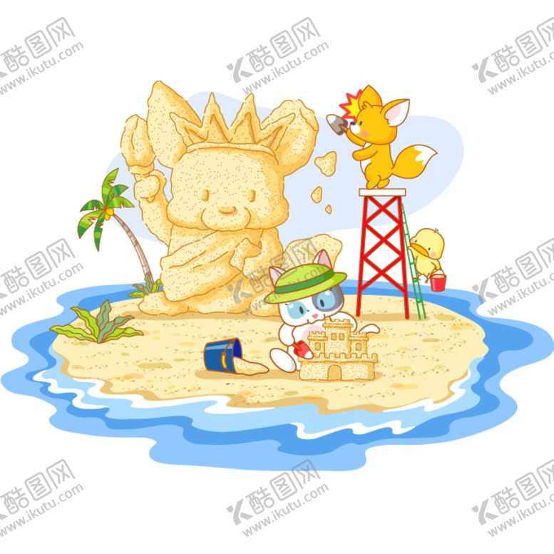 编号：99768312160006112166【酷图网】源文件下载-沙雕沙滩海景风景画插画