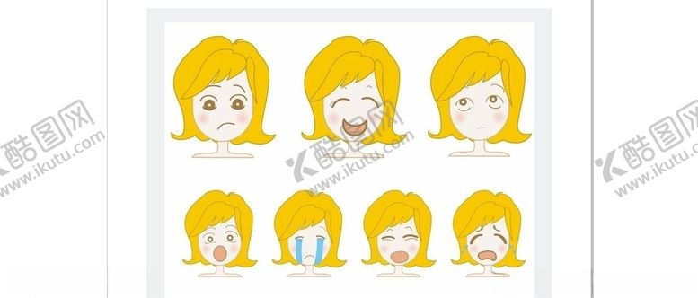 编号：12716310310935014639【酷图网】源文件下载-爱女孩表情头像矢量