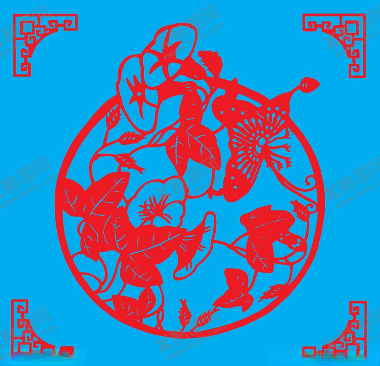 编号：32597809220958341080【酷图网】源文件下载-蝶恋花剪纸