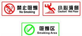 禁止吸烟小心滑倒吸烟区