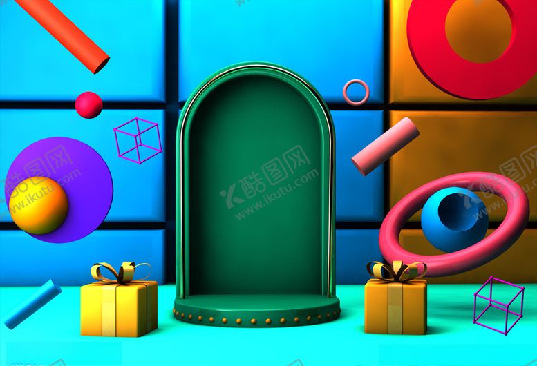 编号：93523610081026592977【酷图网】源文件下载-C4D立体展示场景元素