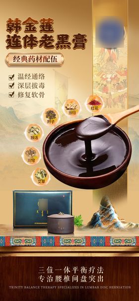 腰椎疼痛老黑膏贴膏产品海报