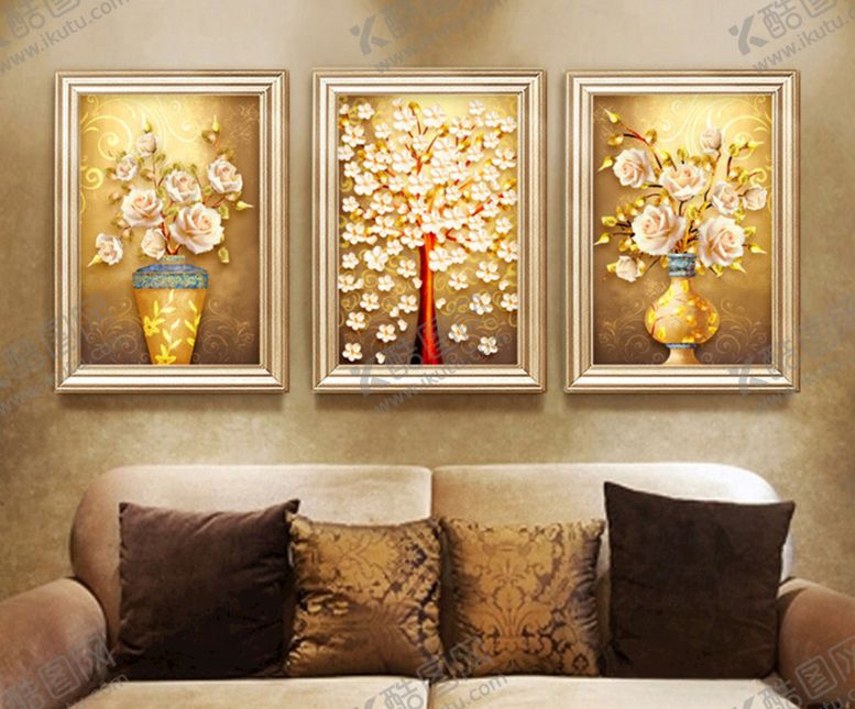 编号：16028111011059467225【酷图网】源文件下载-抽象手绘花瓶客厅装饰画