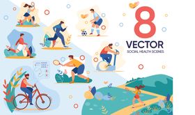 多样户外运动插画场景