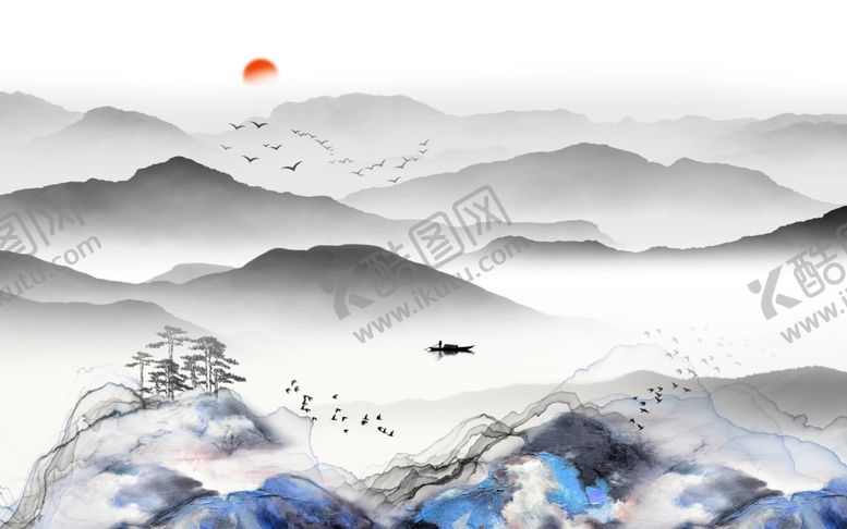 编号：17610706151120579338【酷图网】源文件下载-水墨山水意境图